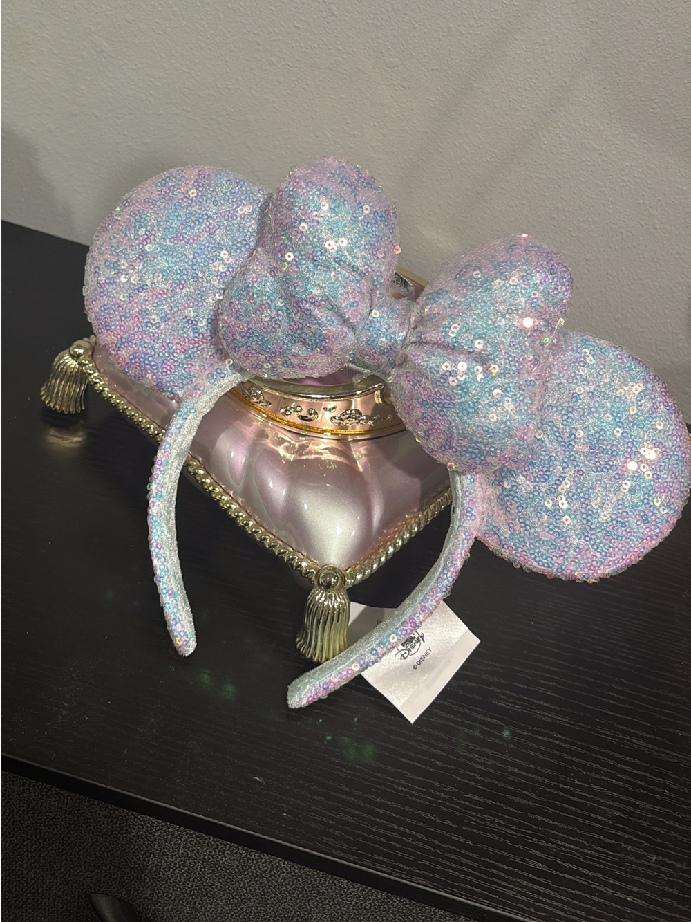 Sequin Pastel Minnie Ears Headband - Iridescent Pink / Blue